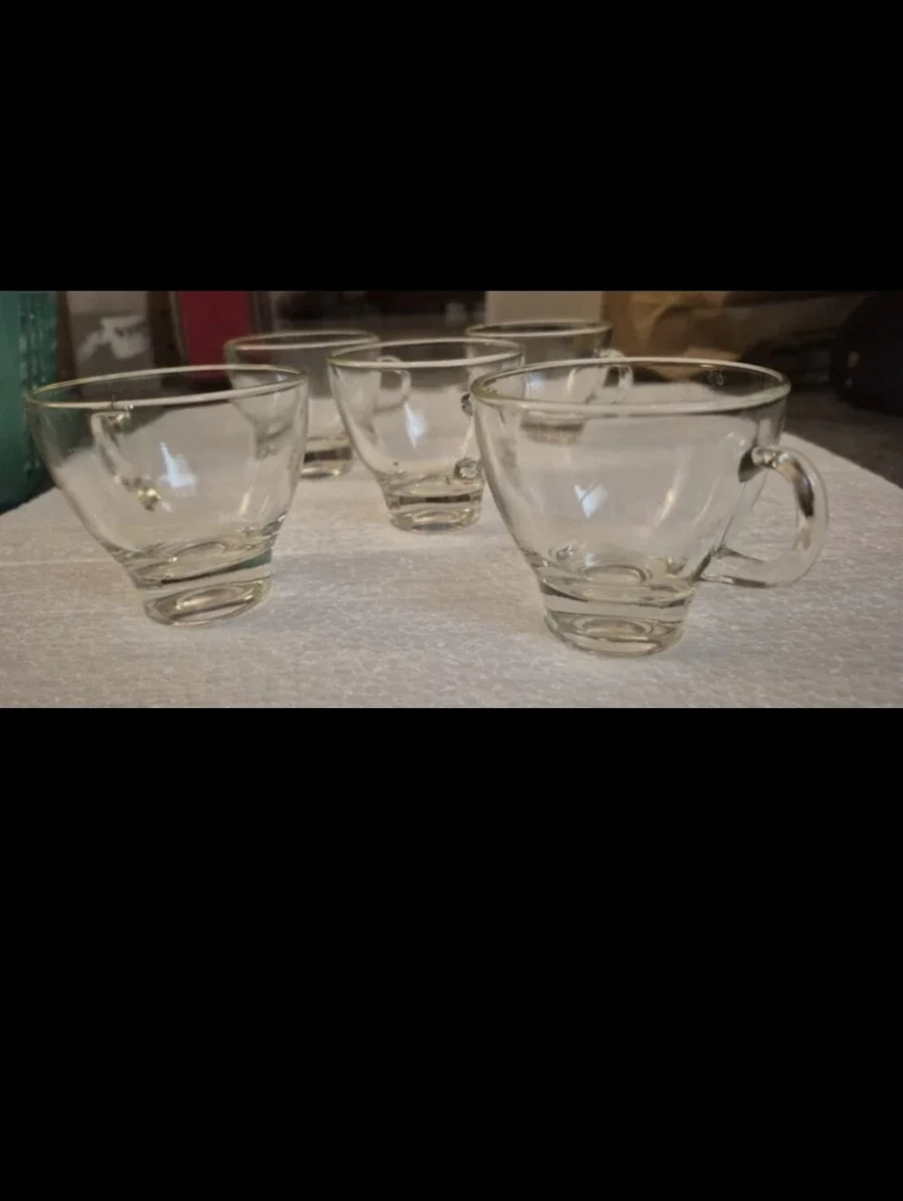 (4) Colony Glass Silver Elegance 70s Punch Tea  Coffee Cups Clear With Handles